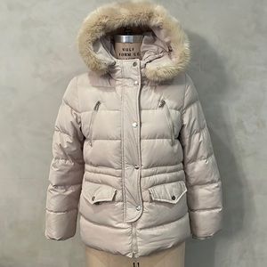 Girls/Ladies Zara Ivory Winter Puffer Coat w/Fur Trim Hood